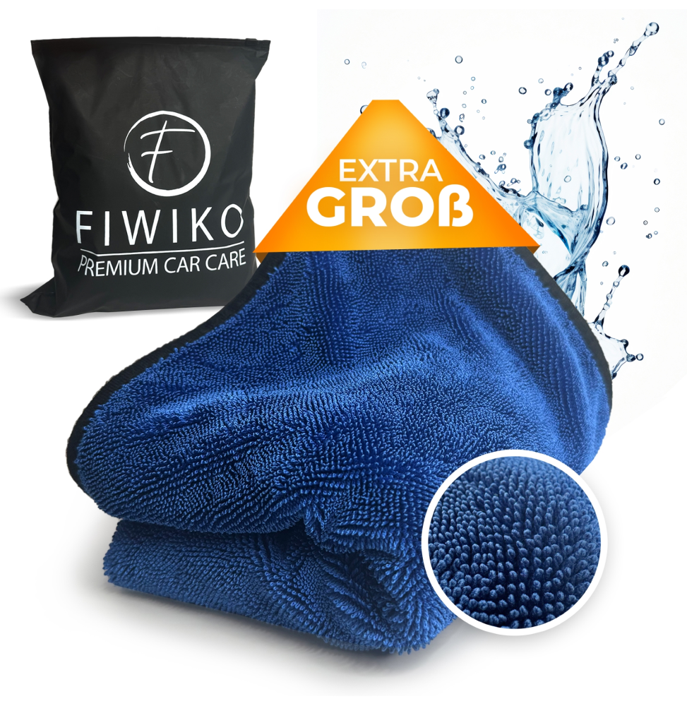 Fiwiko® Chiffon de séchage pour voiture XXL 70 x 90 cm Ultra-absorbant 600 GSM